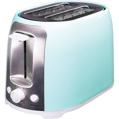 Teal colored outlet toaster